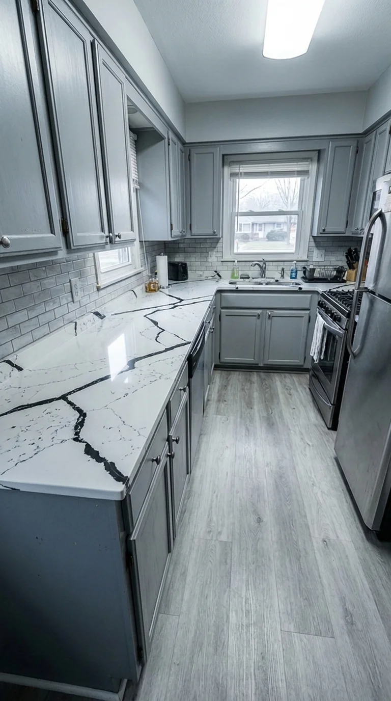 Black & White lab stone countertop after resurfacing in a Phoenix home