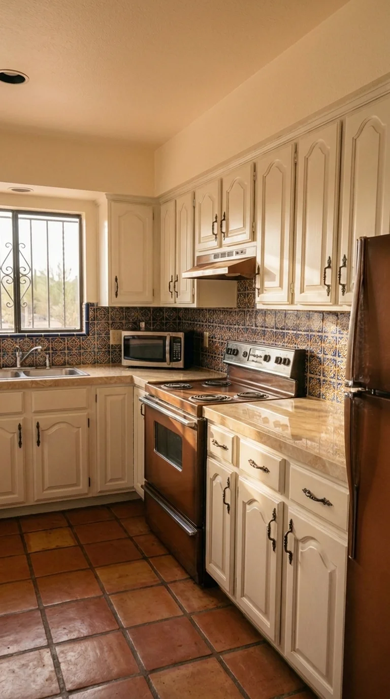 Cream & White lab stone countertop after resurfacing in a Phoenix home