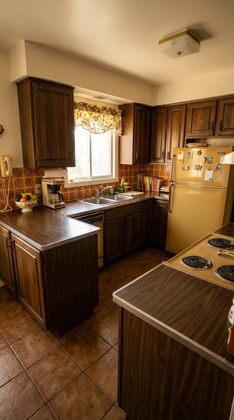 Emerald Green countertop before resurfacing — original dated surface