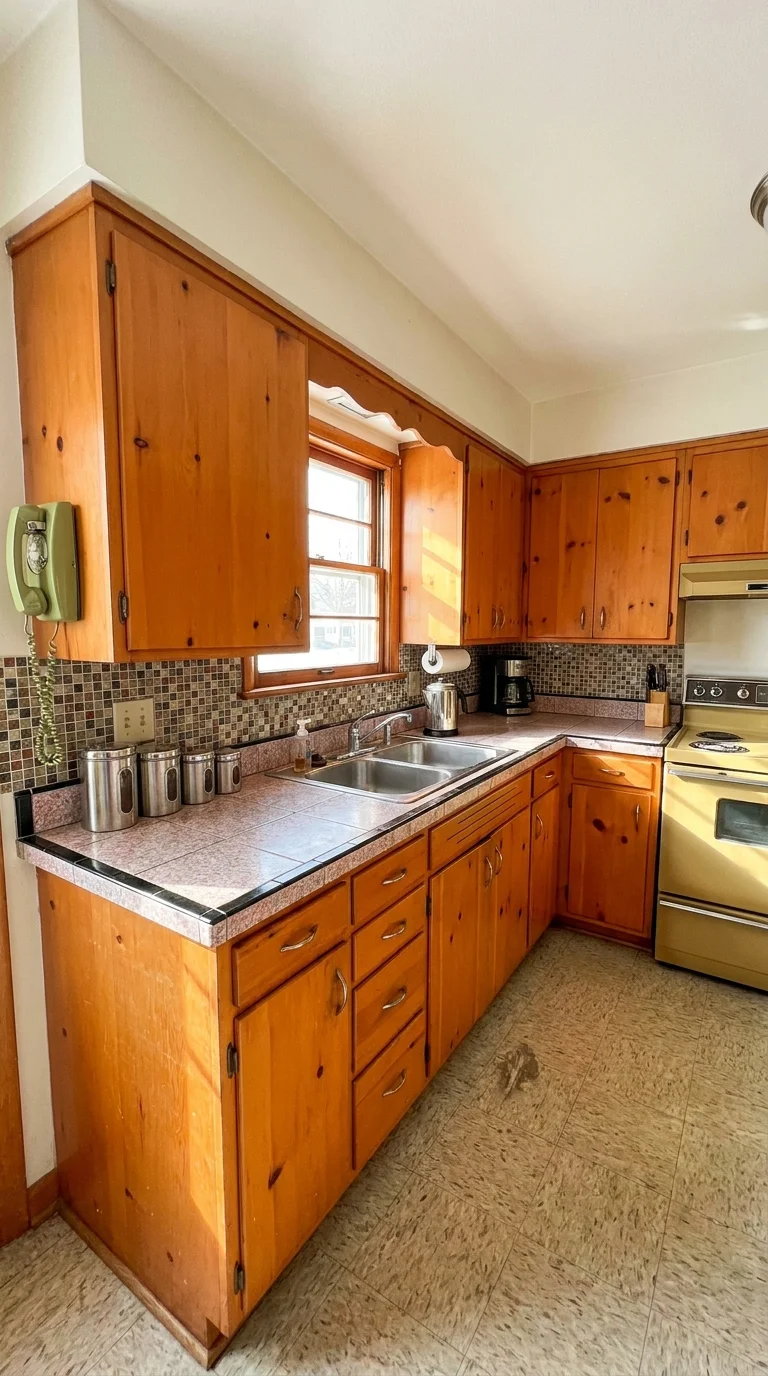Green Countertop countertop before resurfacing — original dated surface