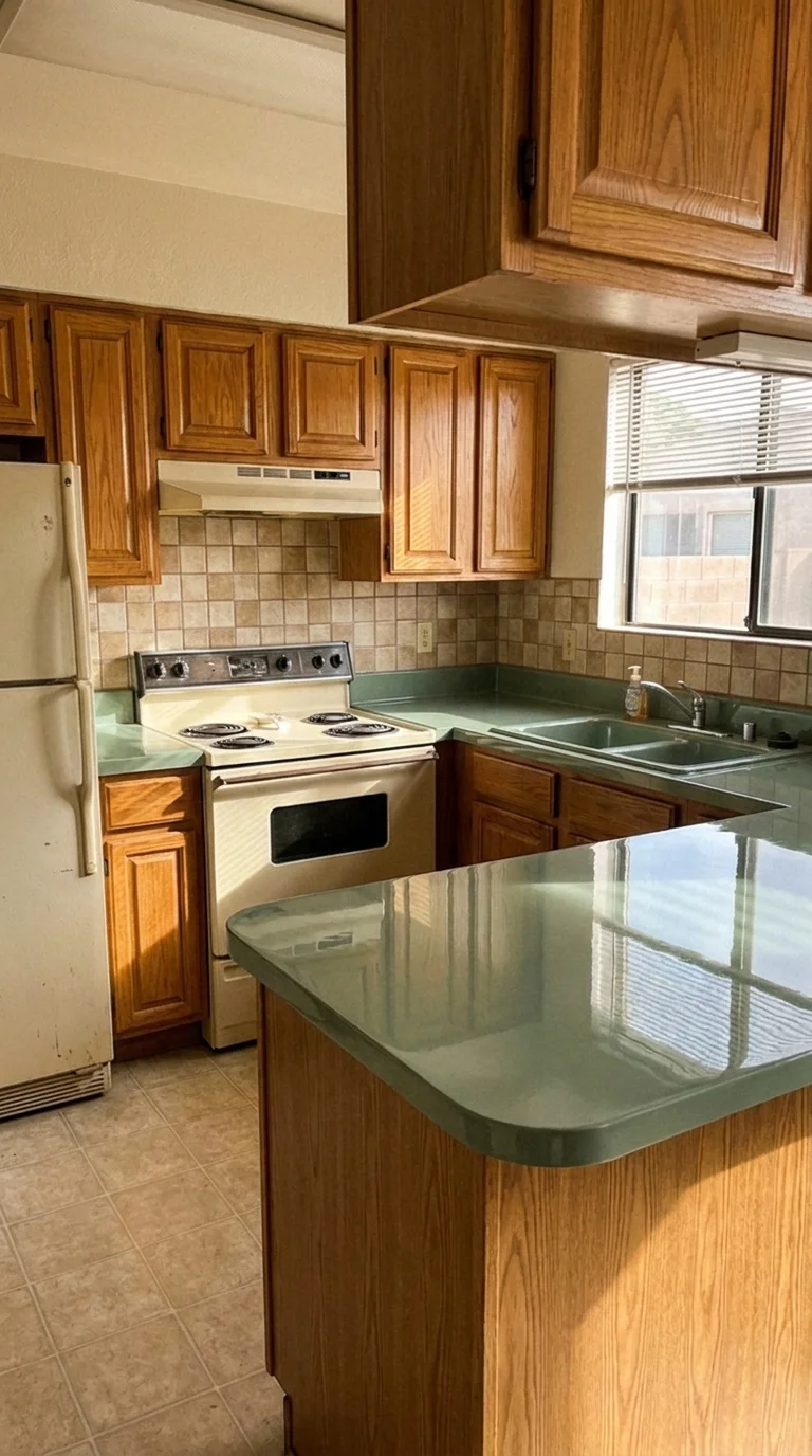 Sage Green lab stone countertop after resurfacing in a Phoenix home