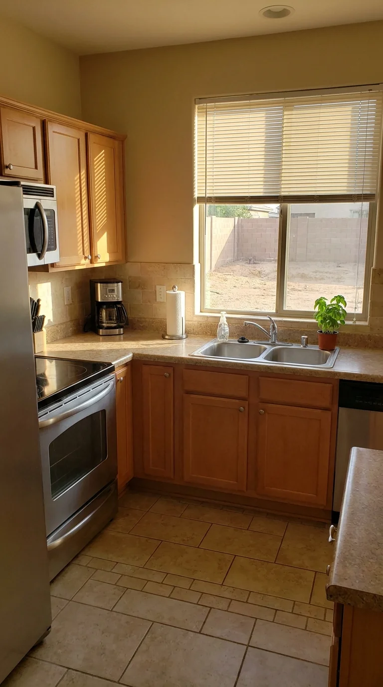 White & Black countertop before resurfacing — original dated surface