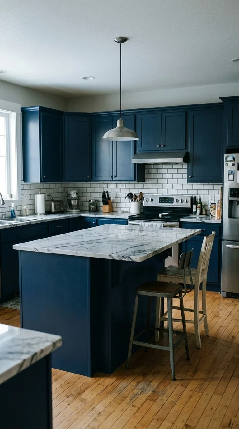 Calacatta & Navy lab stone countertop after resurfacing in a Phoenix home