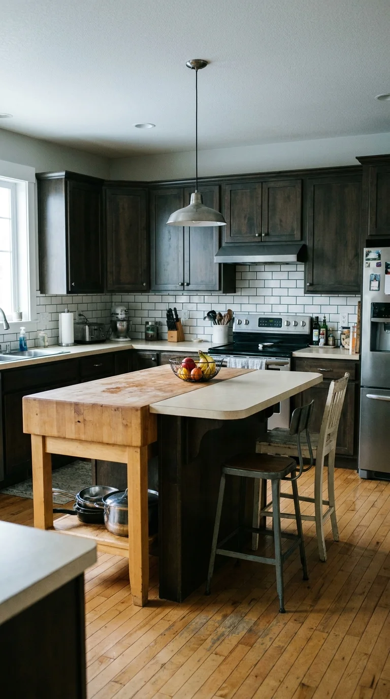 Calacatta & Navy countertop before resurfacing — original dated surface