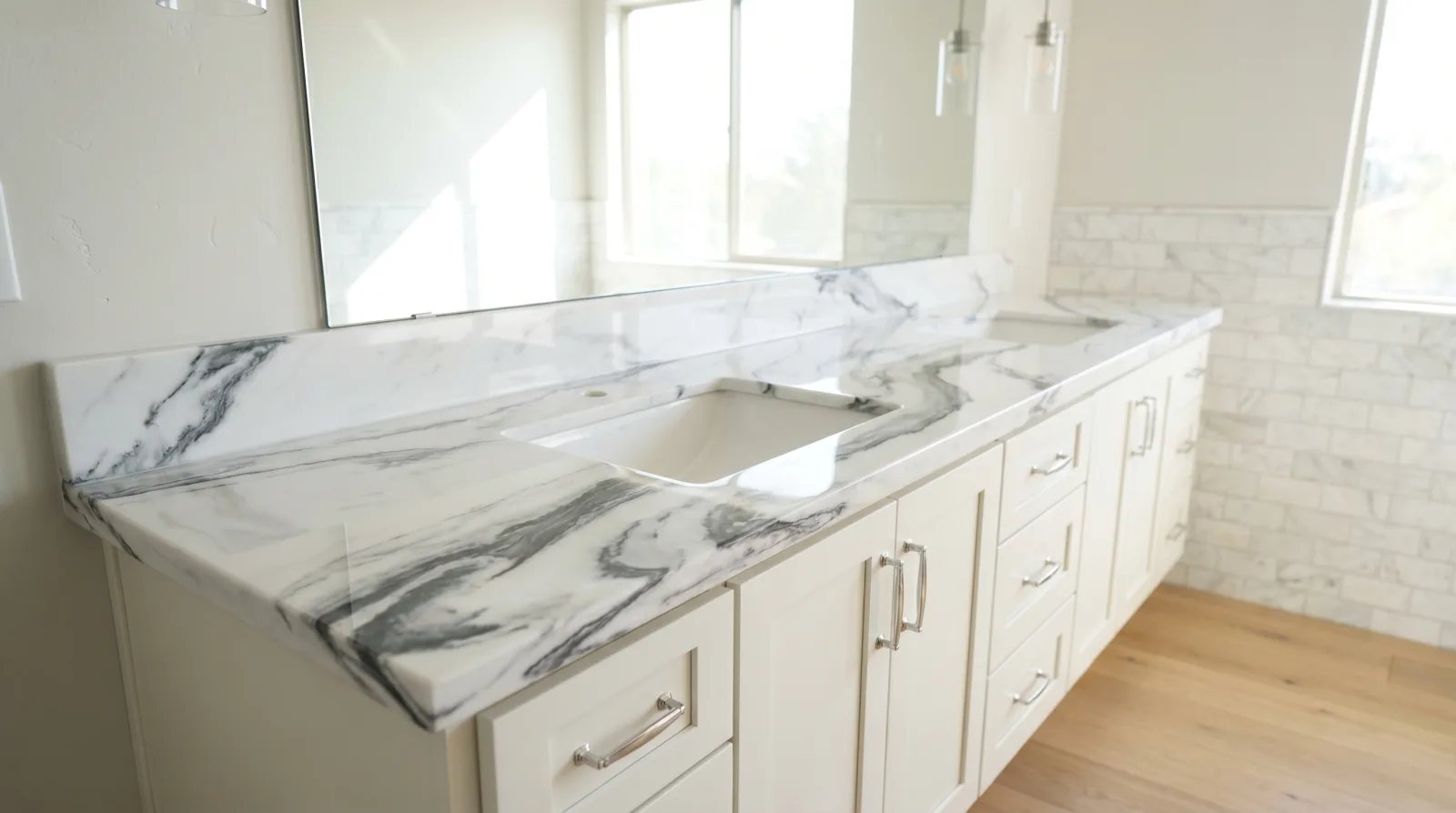 Calacatta + Cream Vanity, Mesa