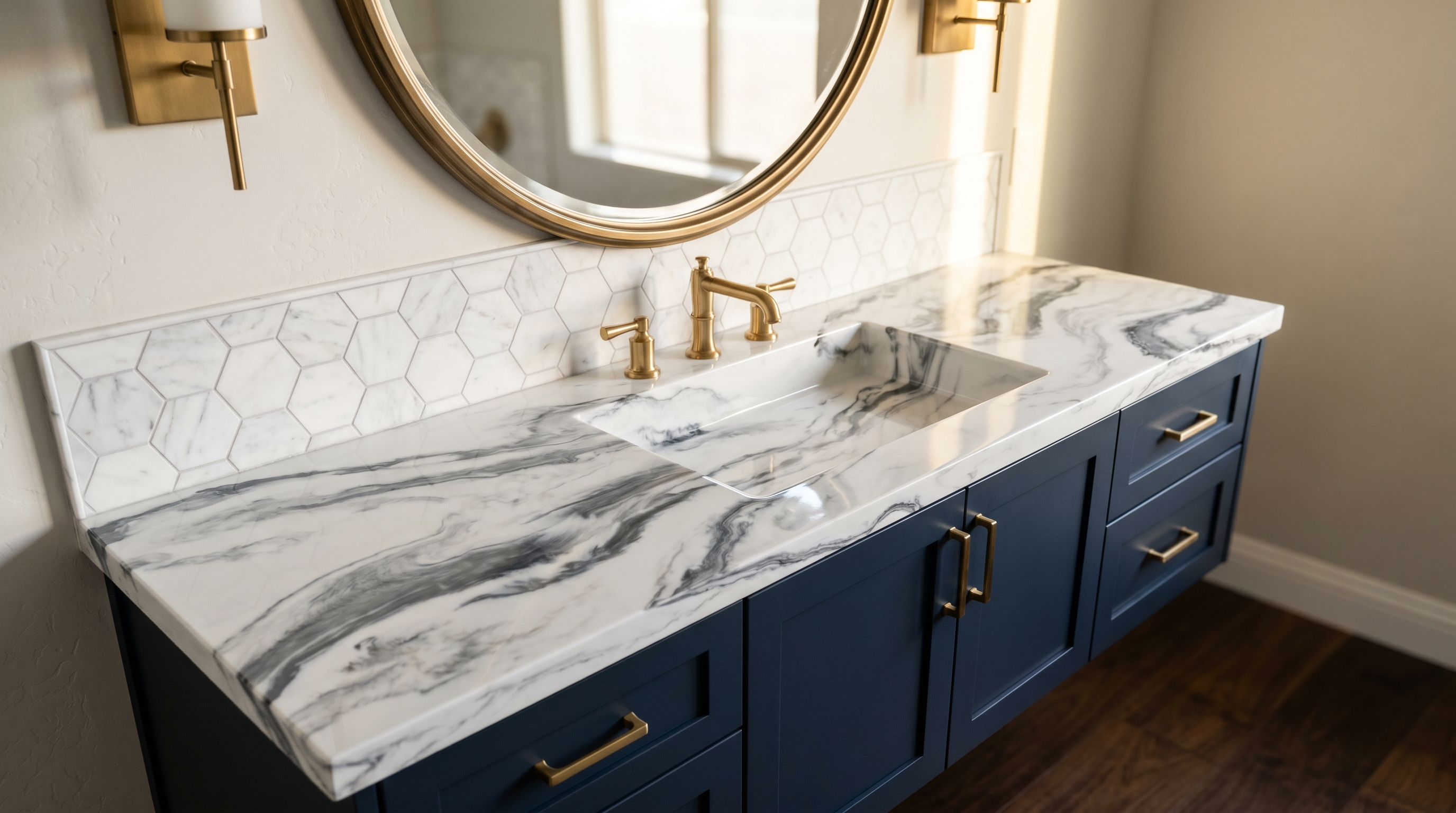 Statuary Marble + Navy, Avondale