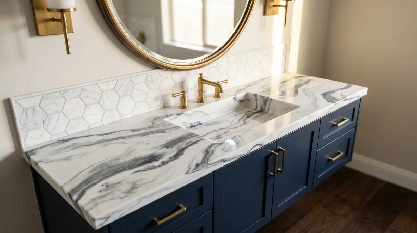 Statuary Marble + Navy, Avondale