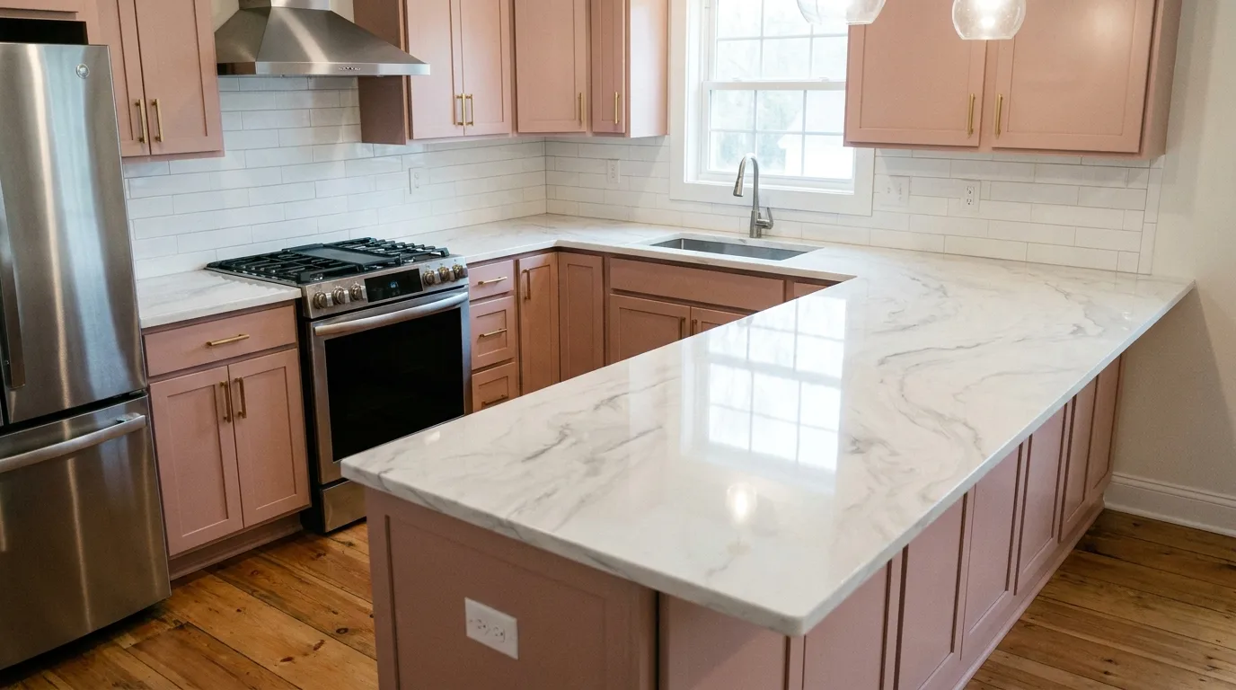 Bianco Venatino Marble + Blush detail, Biltmore