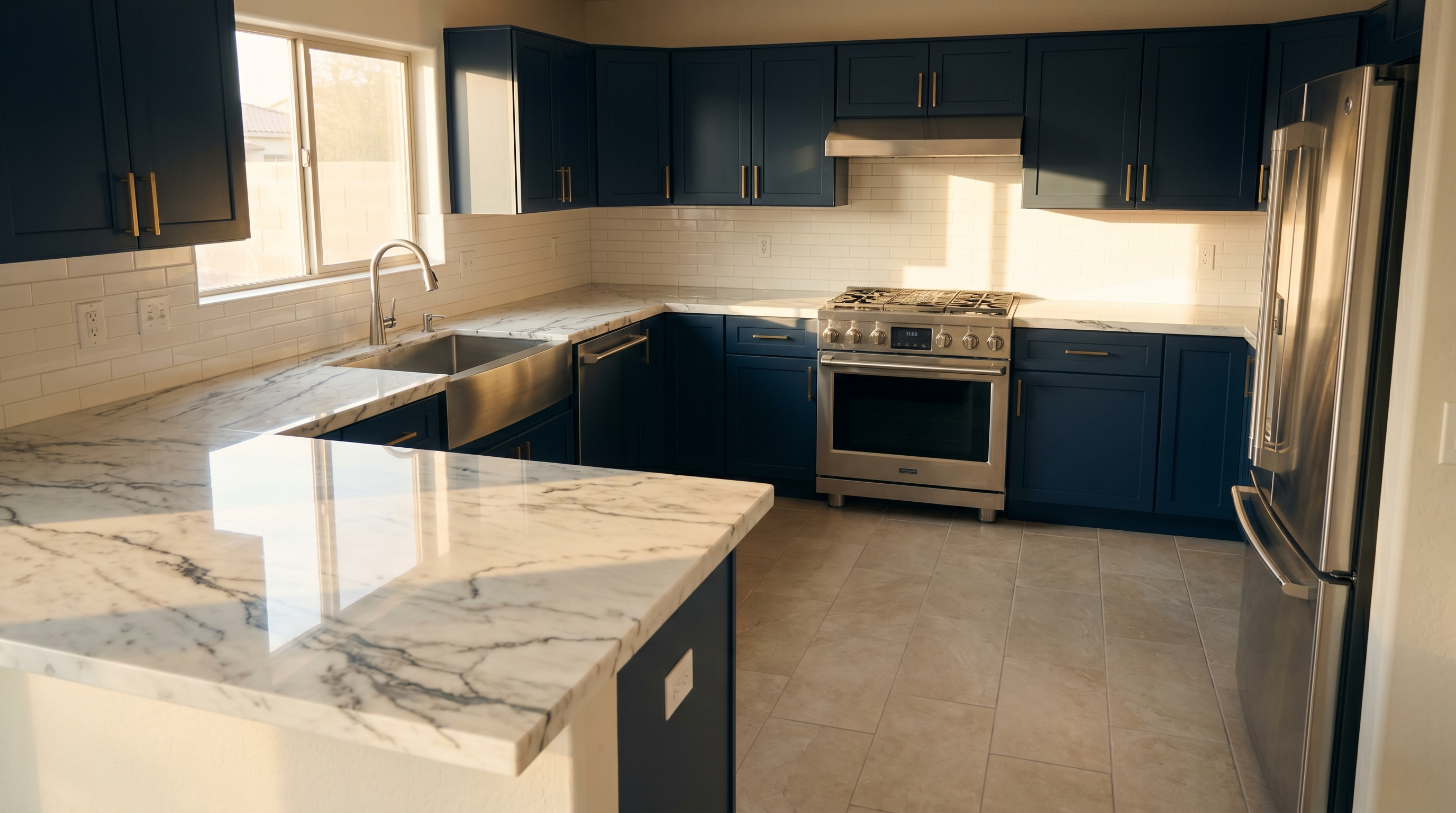 Calacatta Marble + Navy detail, Paradise Valley