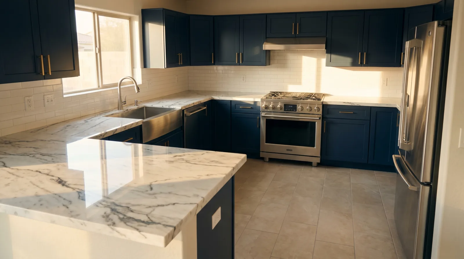 Calacatta Marble + Navy detail, Paradise Valley