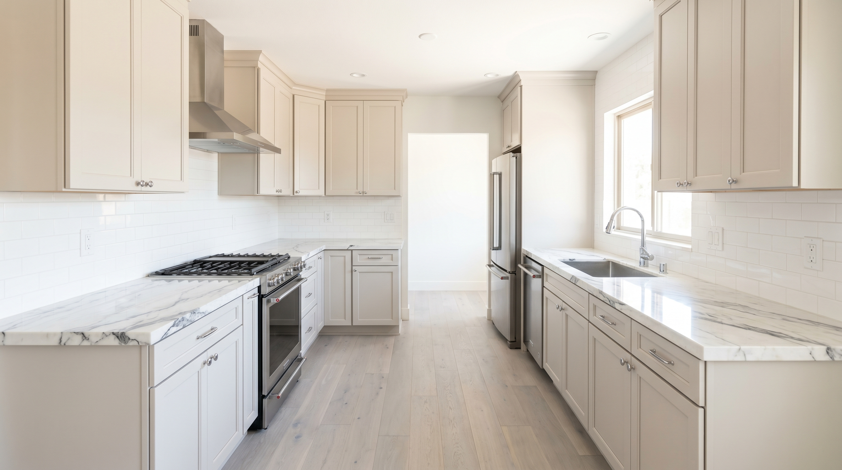 Calacatta Marble + Soft White detail, Arcadia