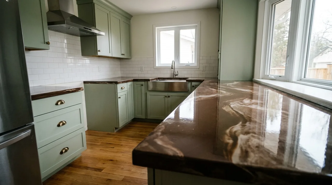 Emperador Marble + Sage detail, Moon Valley