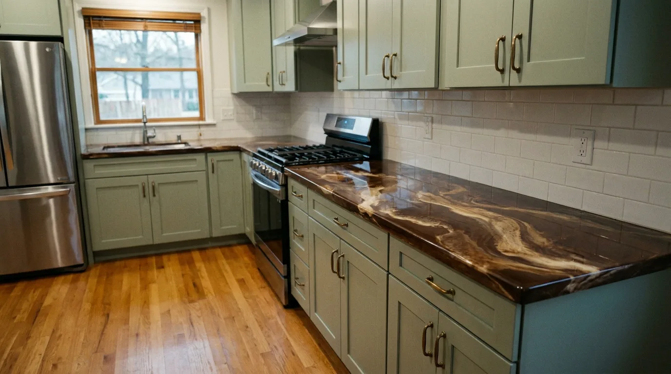 Emperador Marble + Sage detail, Moon Valley