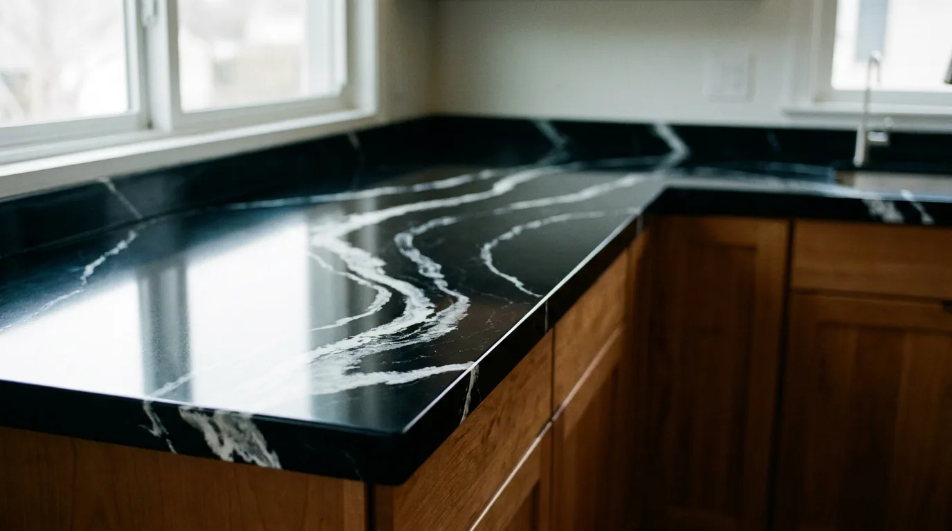 Nero Marquina Marble + Natural Oak detail, Vistancia