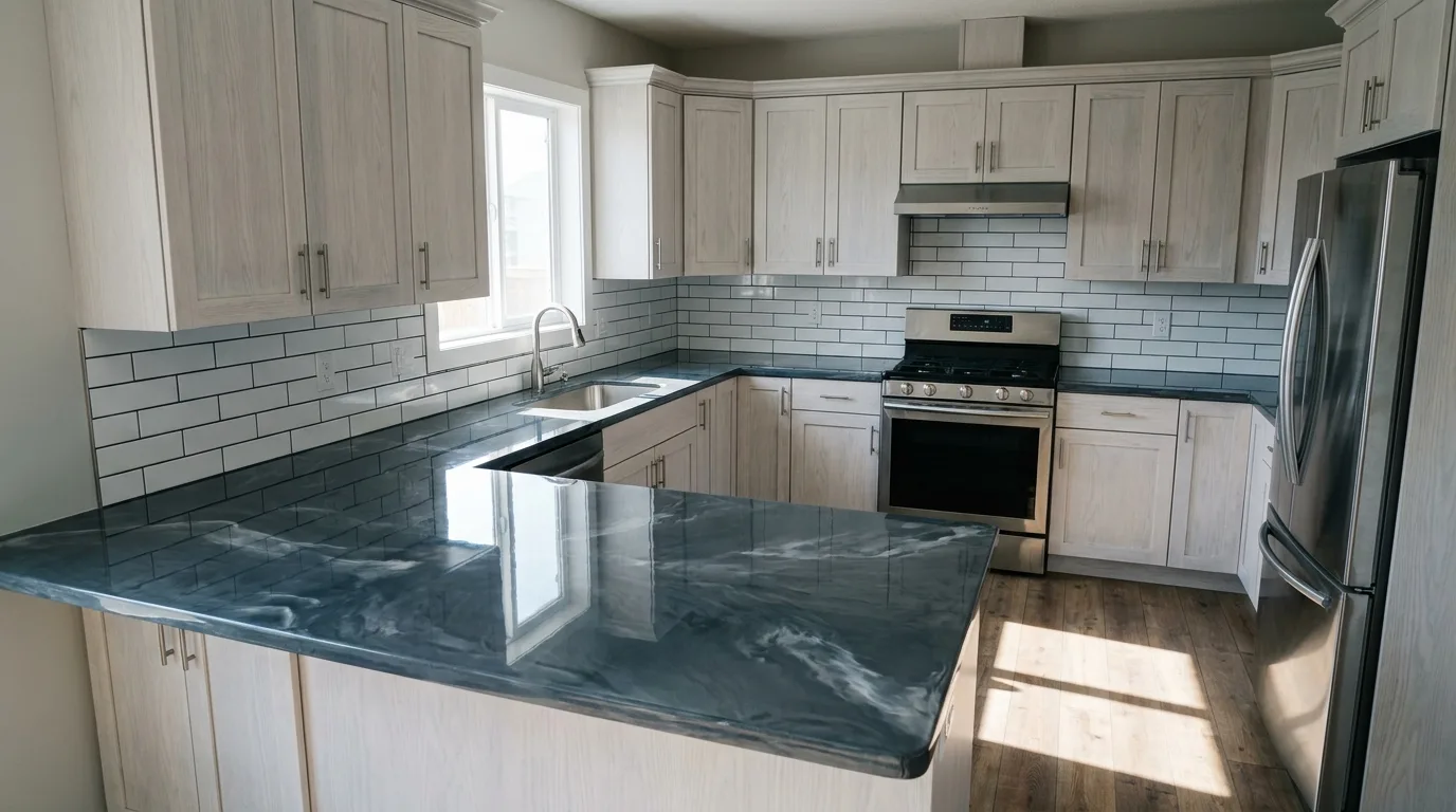 Pietra Grey Marble + Whitewashed Oak detail, Verrado